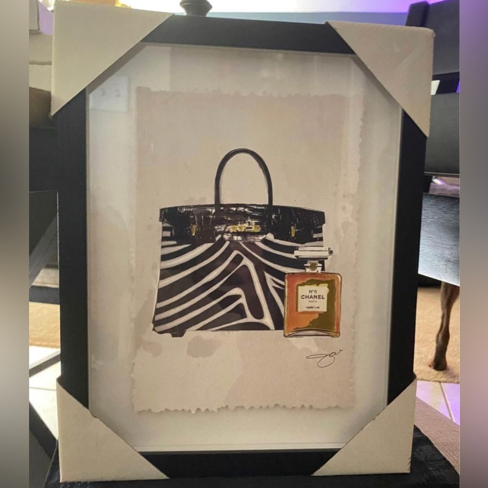 Fashion Wall Art - Designer Zebra Striped Purse &  Perfume